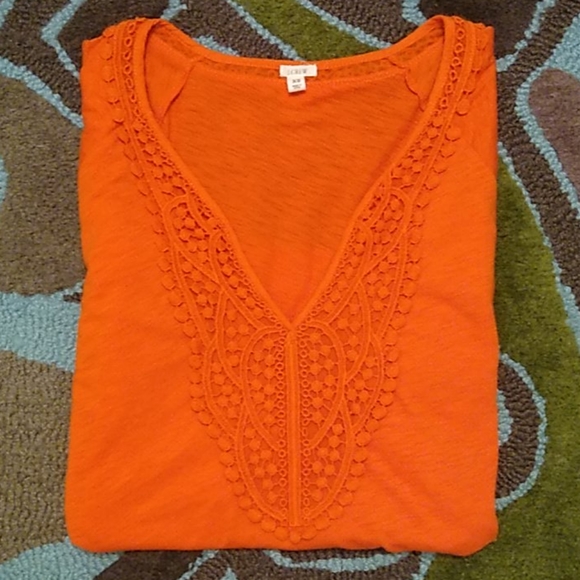 J. Crew orange embroidered top - Picture 3 of 8
